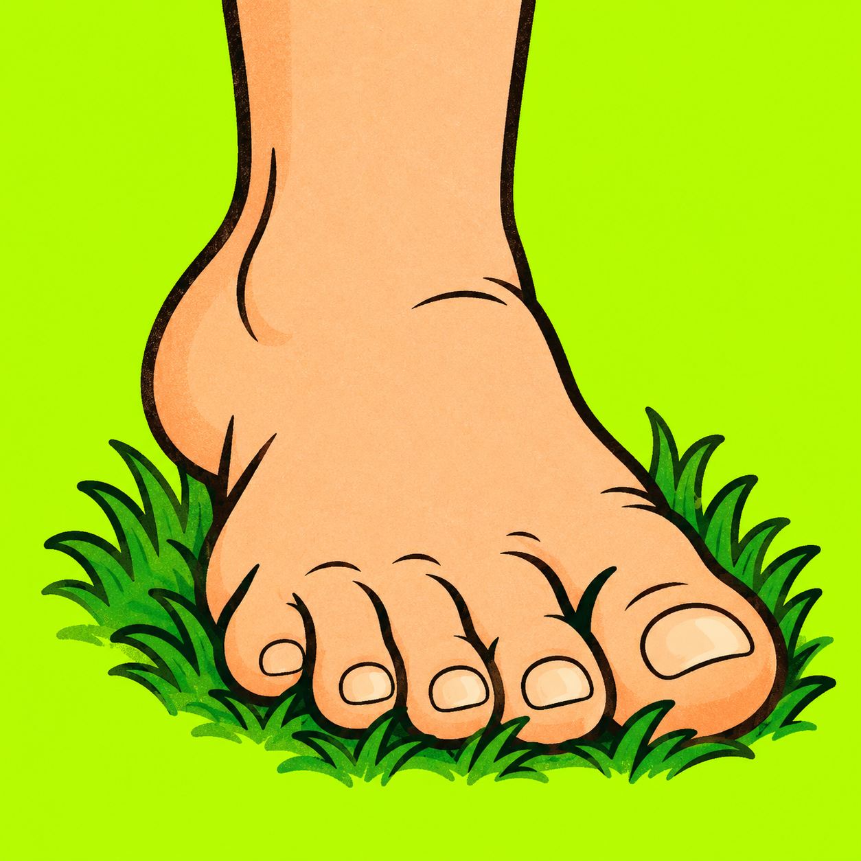 Five toes planted in grass