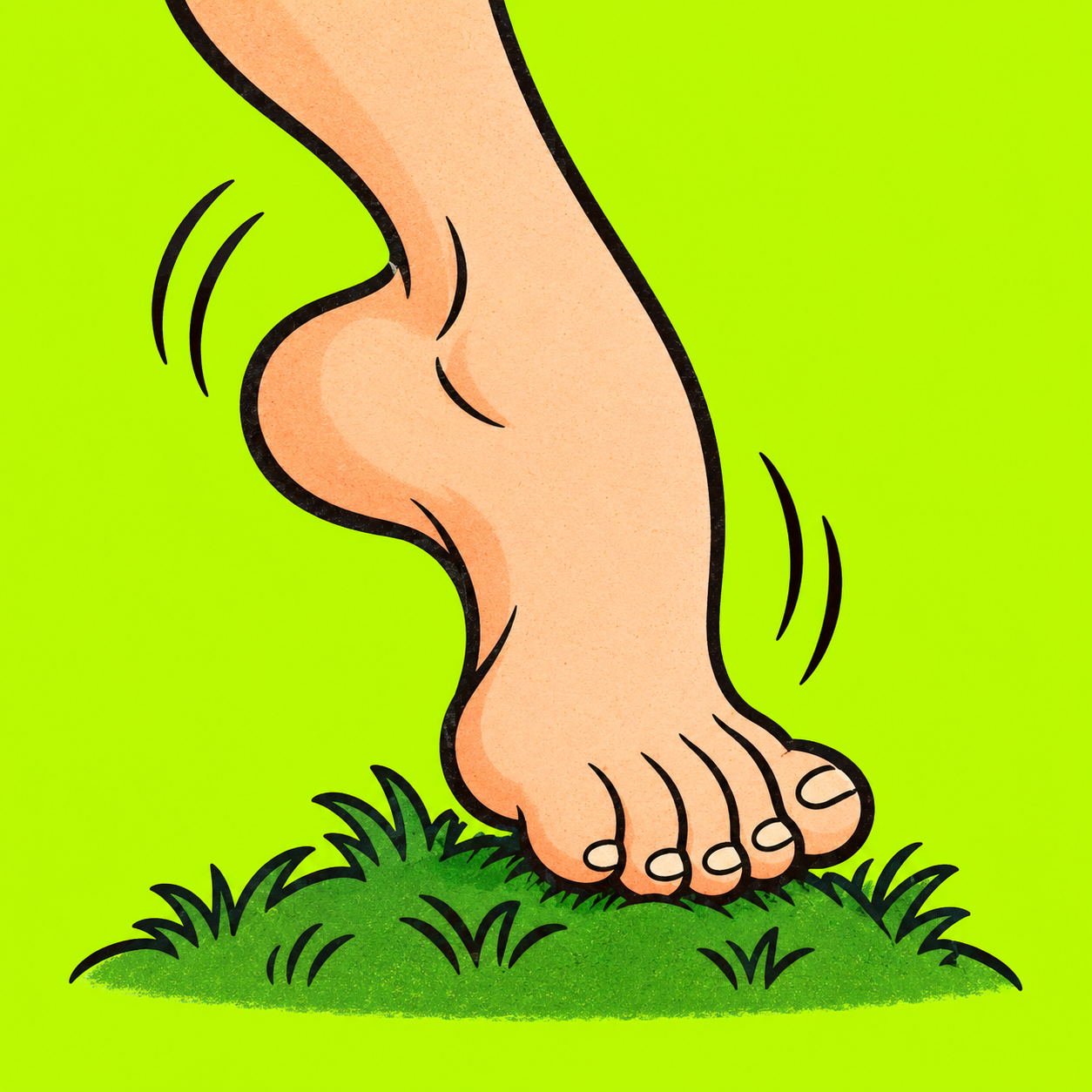 Touchie taking a first step onto the grass