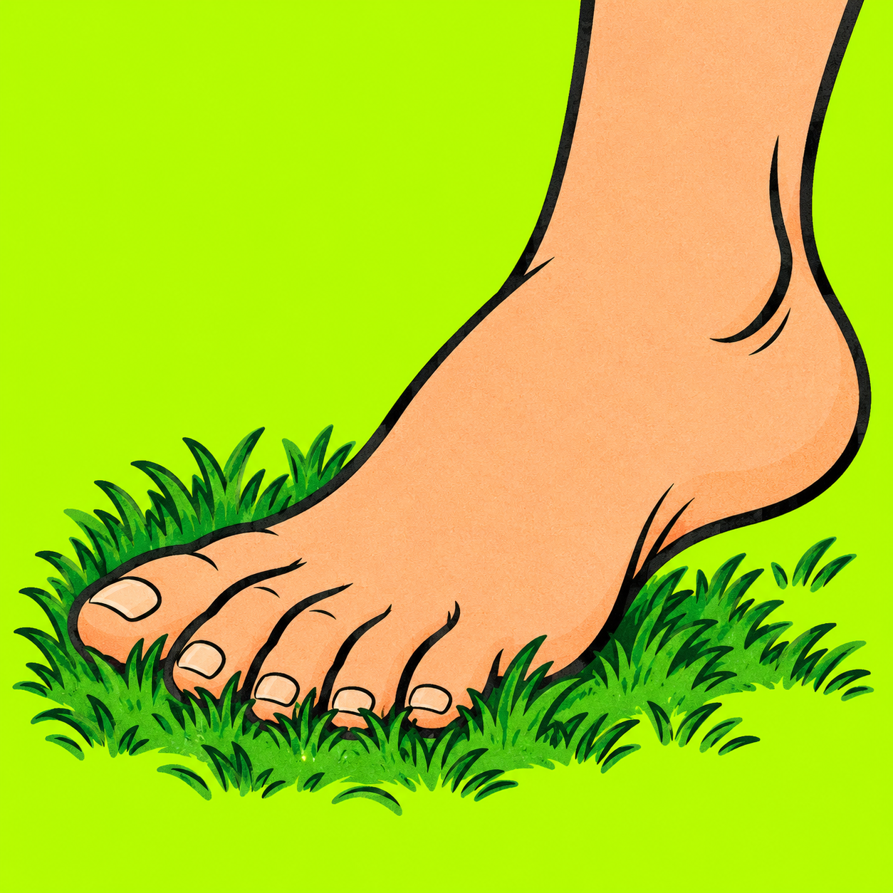 A foot stepping into long grass