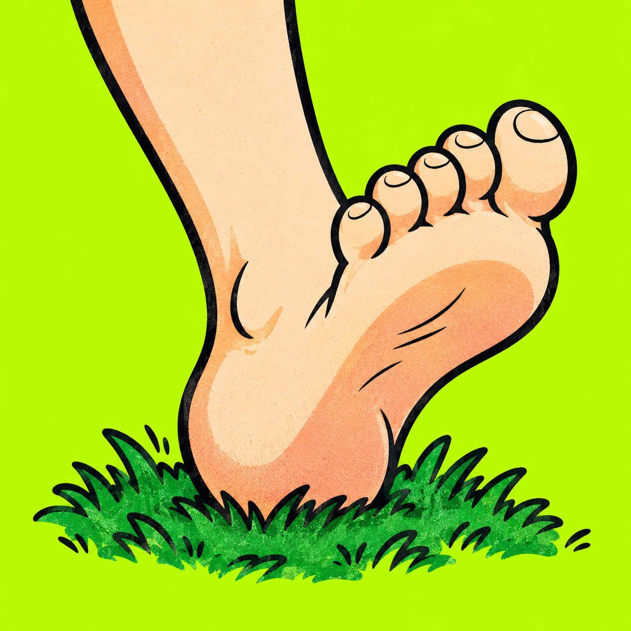 A heel making contact with grass